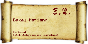Bakay Mariann névjegykártya