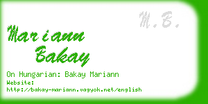 mariann bakay business card